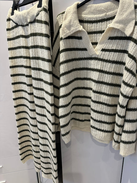 MILAN Stripe Knit Co Ord - Khaki