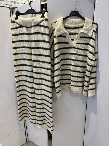 MILAN Stripe Knit Co Ord - Khaki